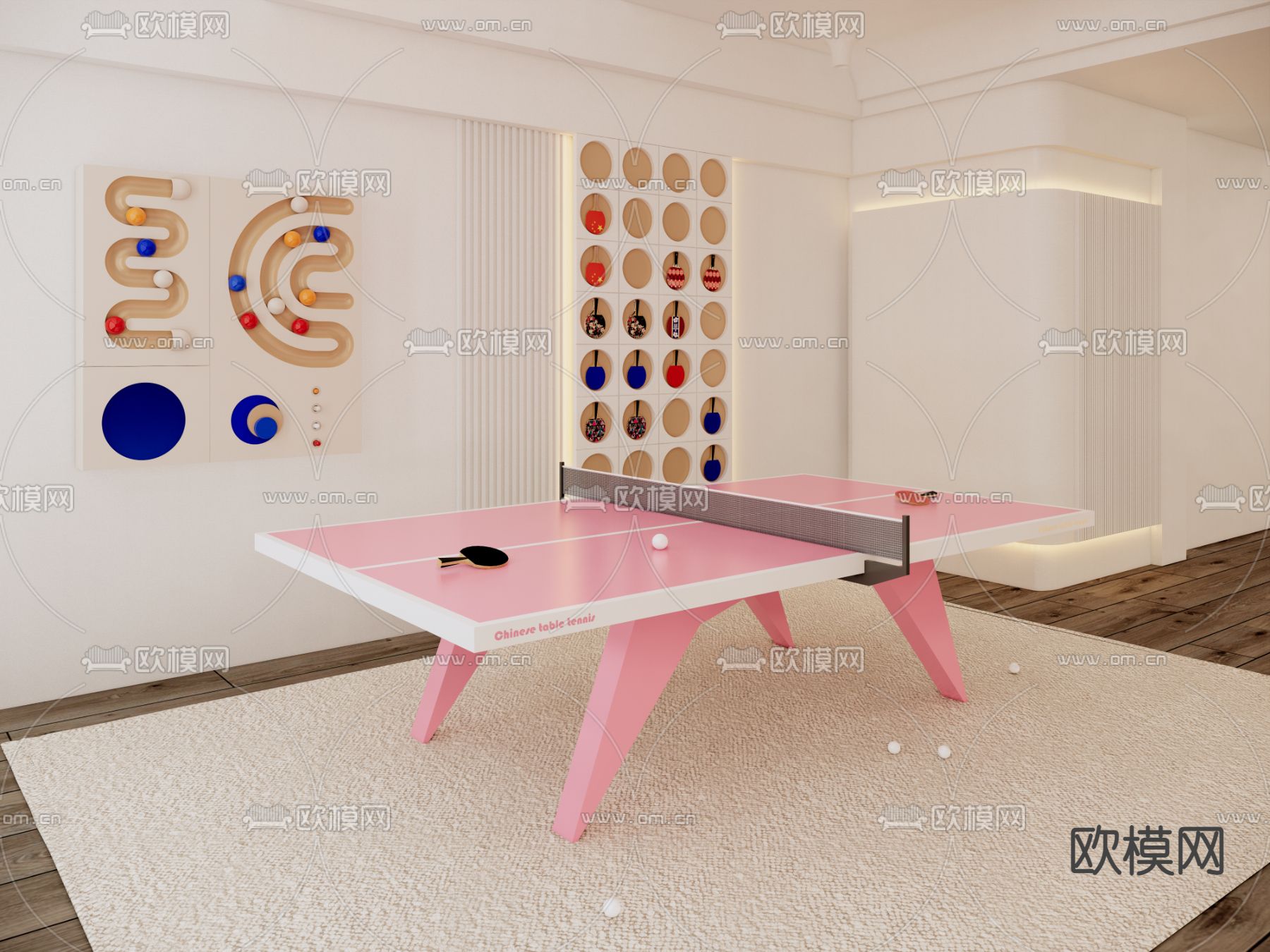 乒乓球桌su模型下载（渲染图1）
