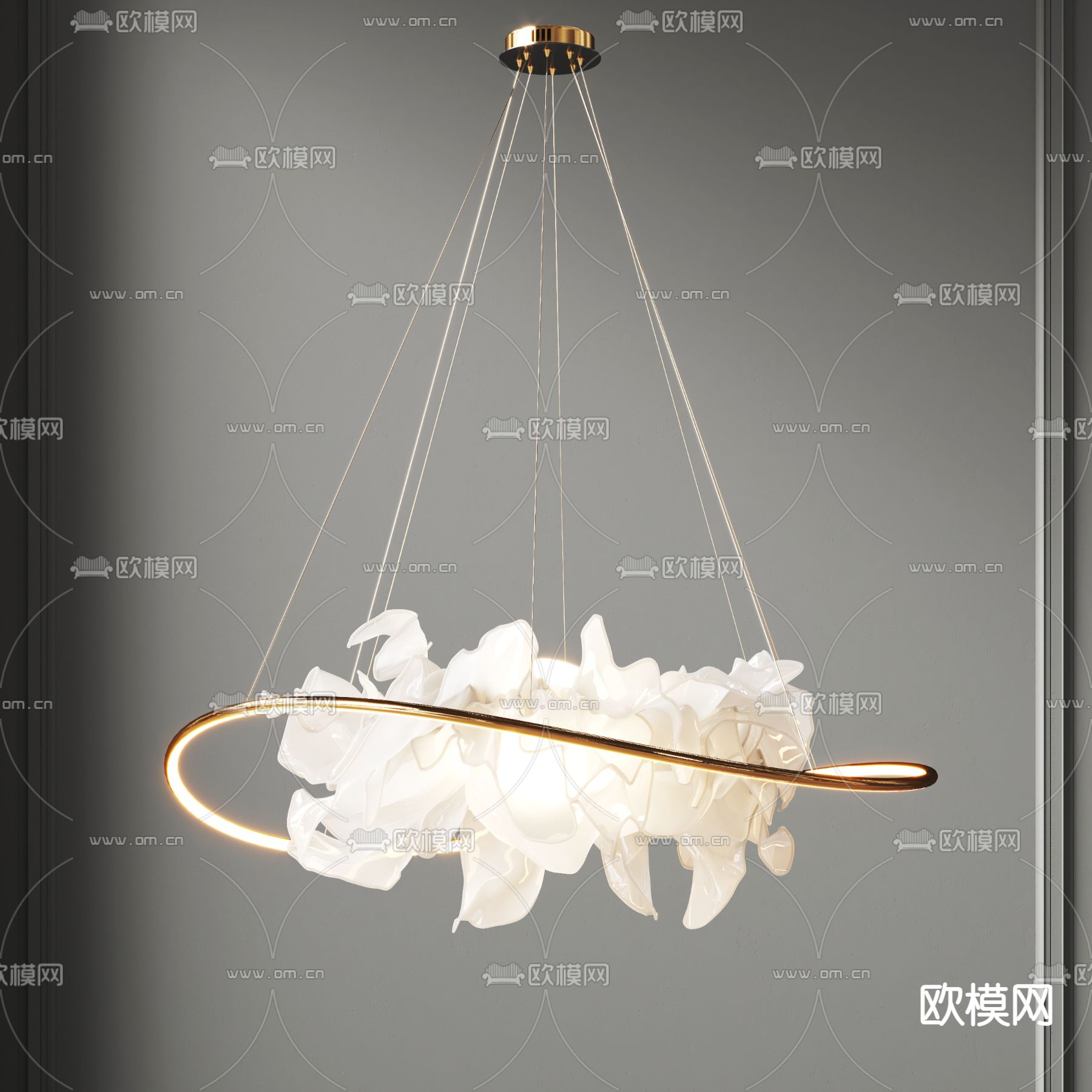 艺术吊灯 花朵灯3d模型下载_ID14108348_3dmax免费模型-欧模网