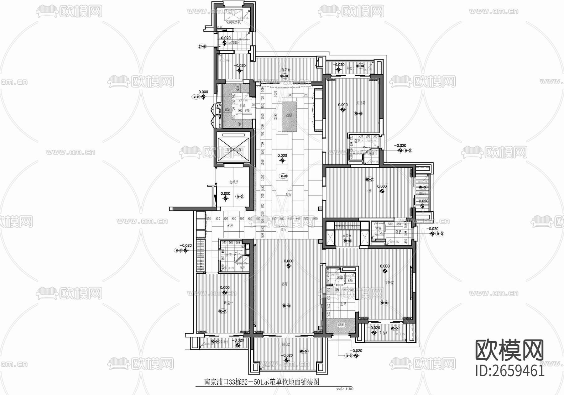 290㎡大平层CAD施工图下载（渲染图4）