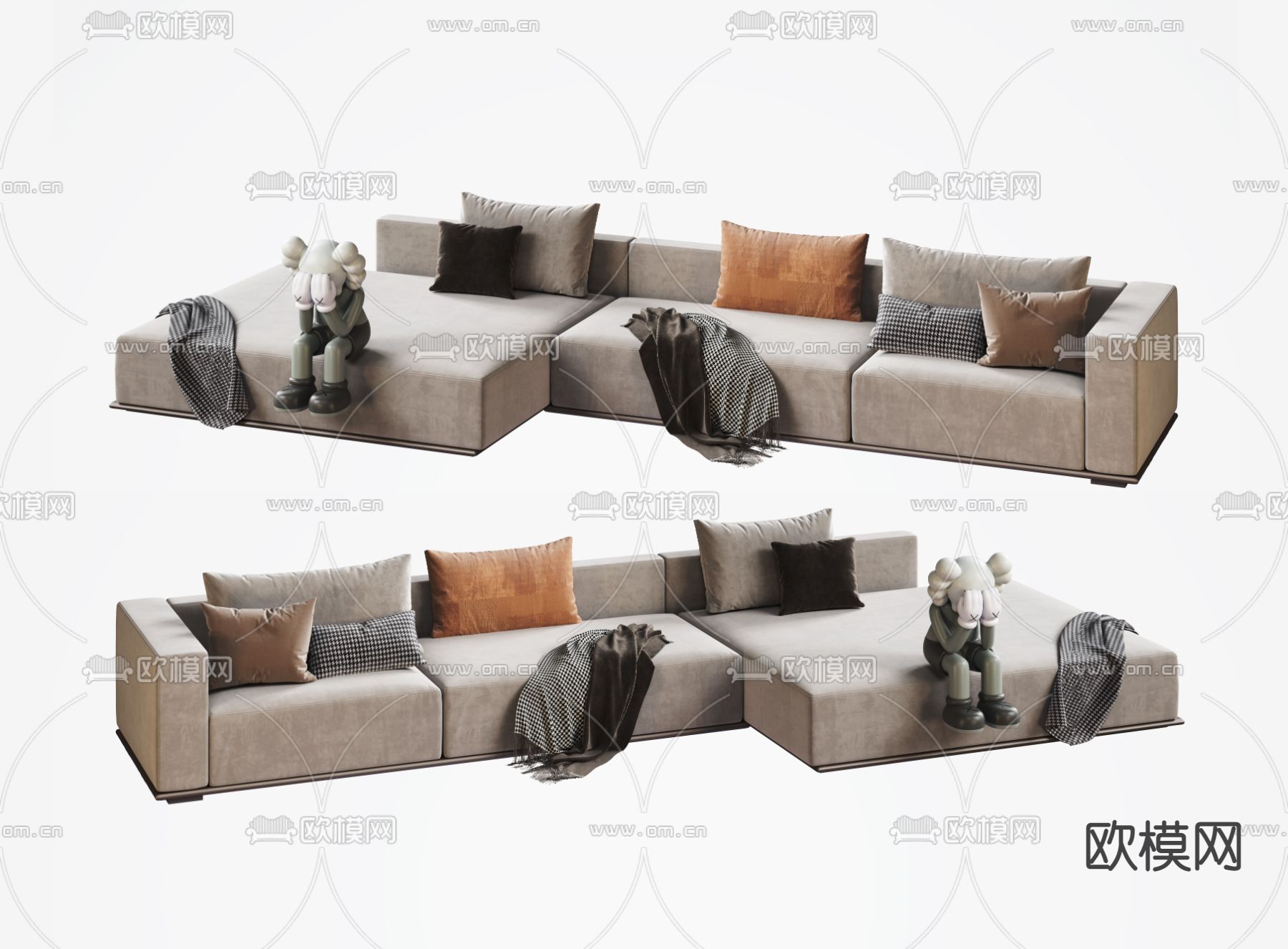 多人沙发 转角沙发3d模型下载