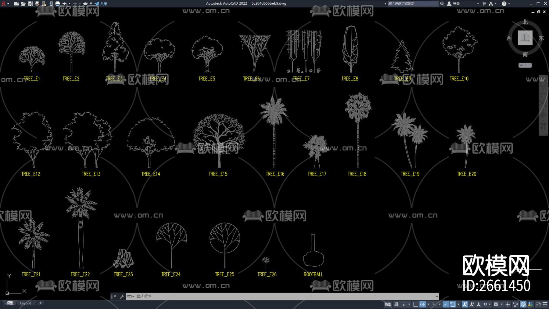 常用绿植立面CAD图库-免费3dmax模型库-欧模网