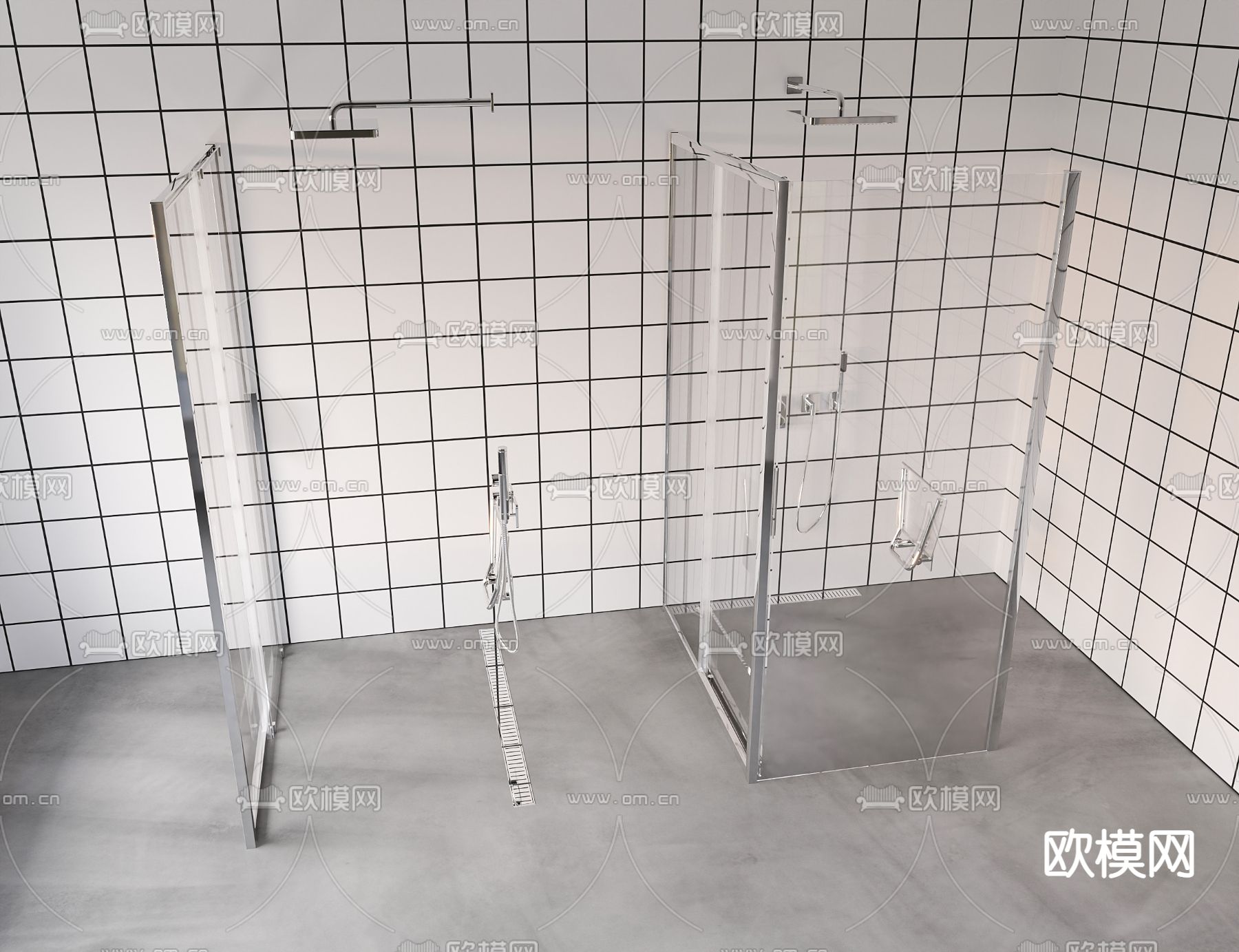 卫浴门  玻璃洗浴房su模型下载（渲染图1）