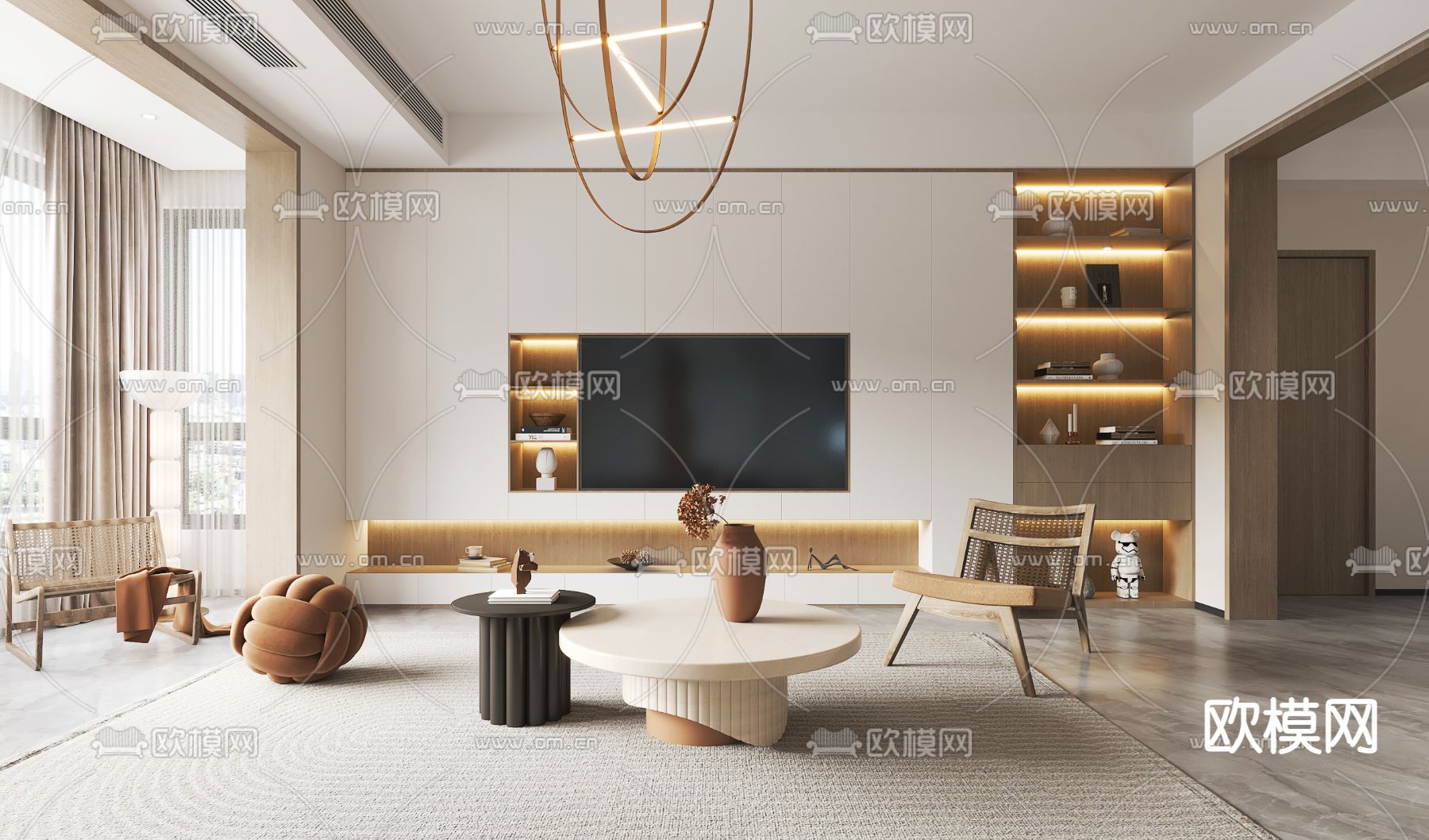 北欧客厅3d模型下载