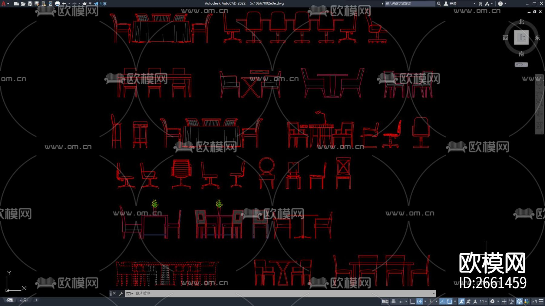 常用立面餐桌模型CAD图库下载