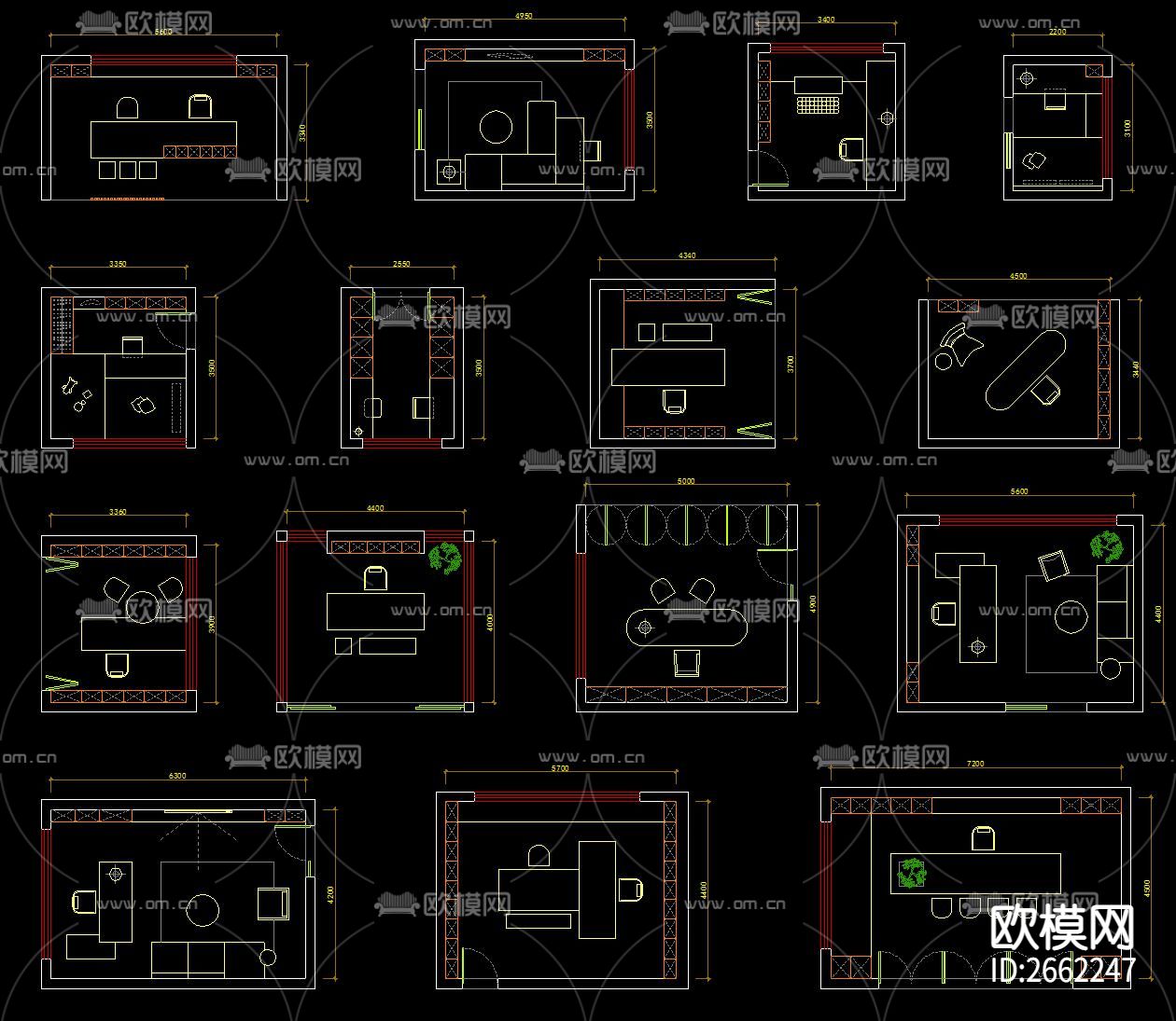 100个书房cad图库下载（渲染图5）