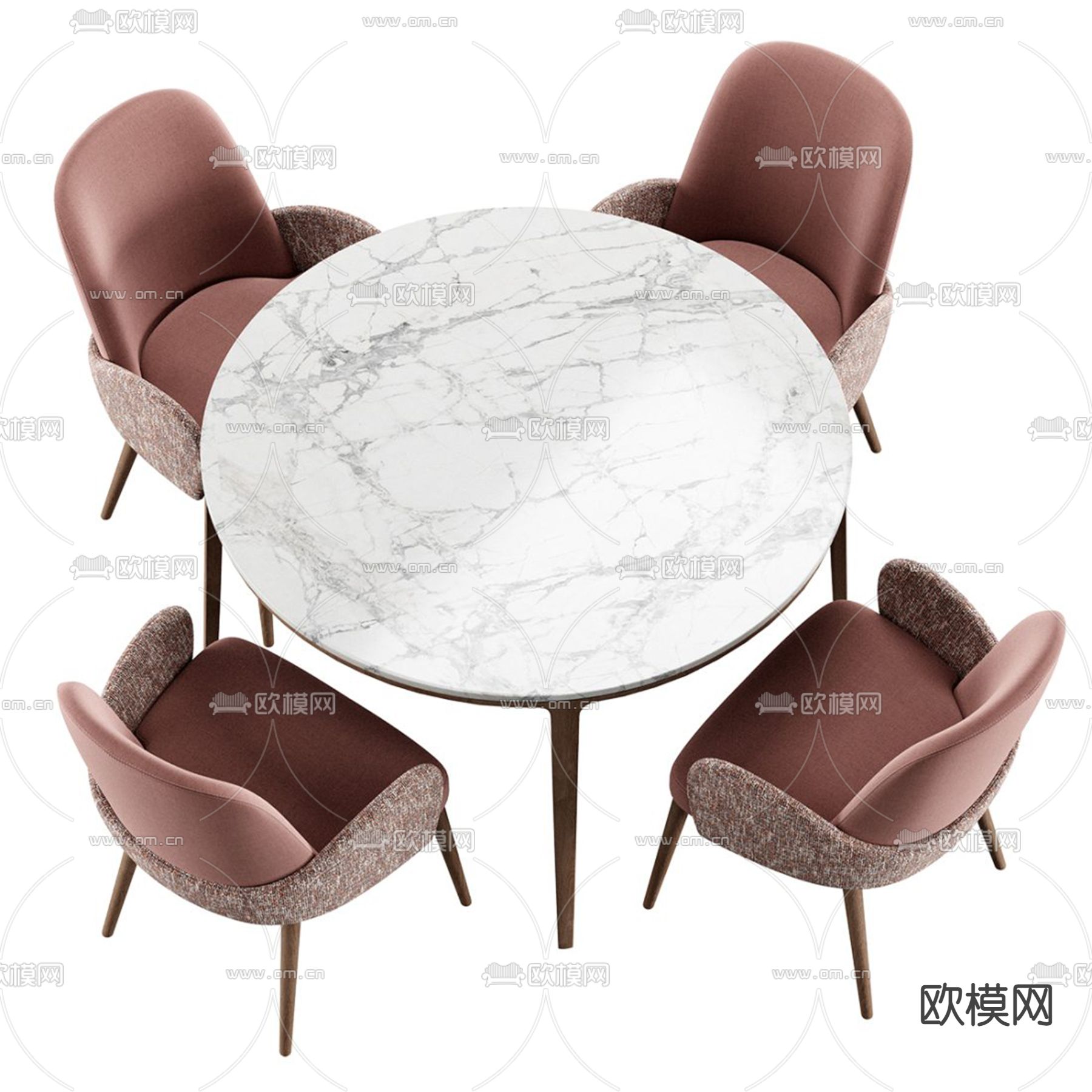圆餐桌椅3d模型下载（渲染图2）