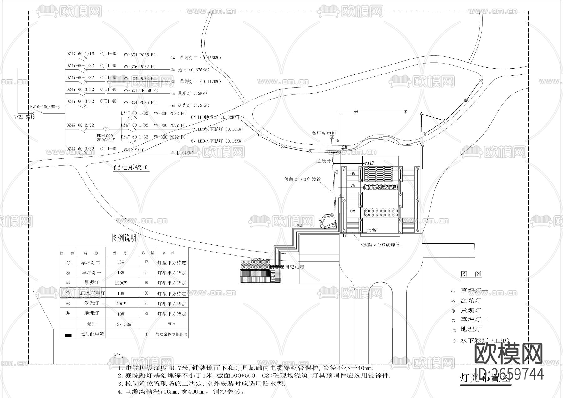 公园入口区CAD施工图下载（渲染图4）