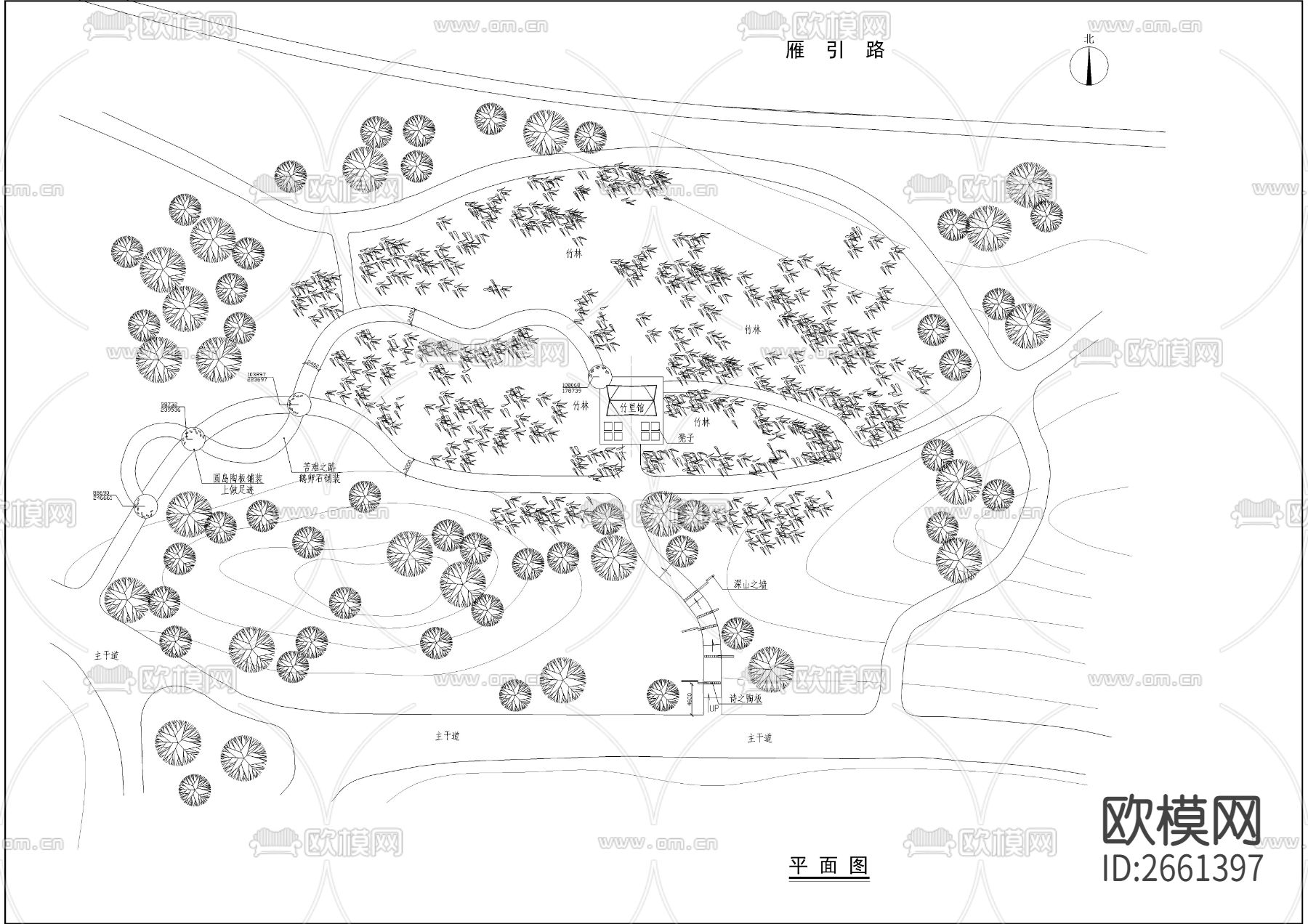 苦难之道竹里馆CAD施工图下载（渲染图1）