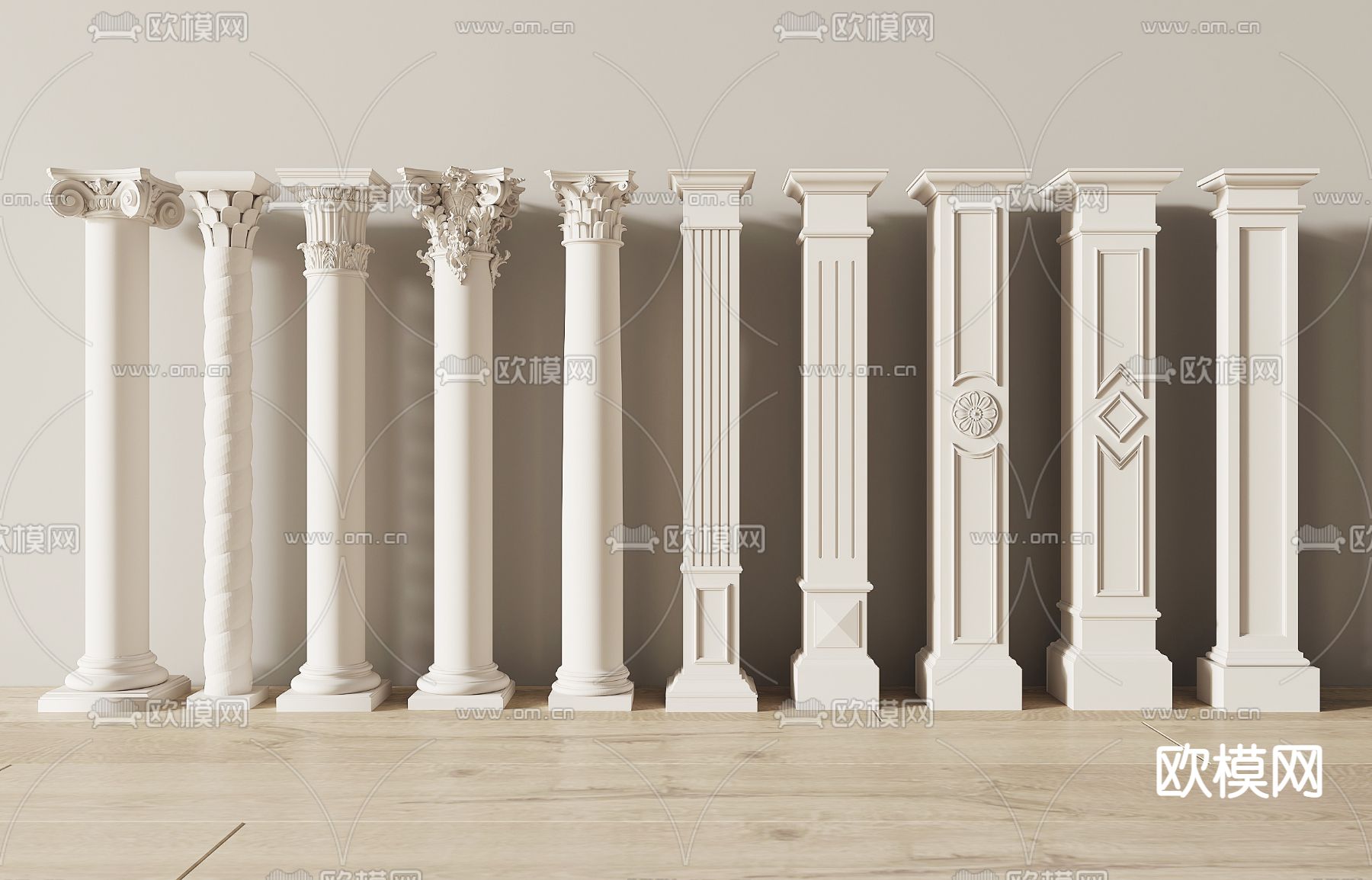 简欧柱子 罗马柱3d模型下载
