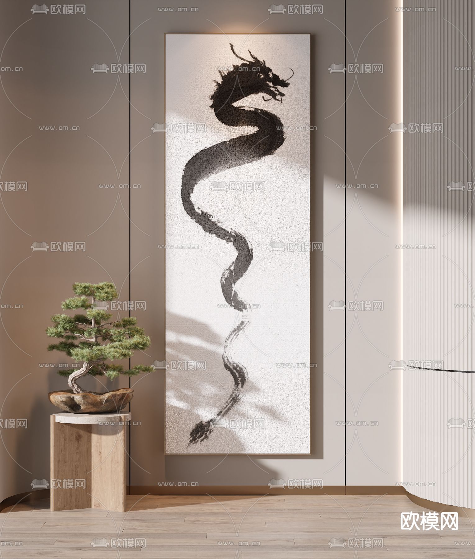 新中式装饰画挂画su模型下载（渲染图1）