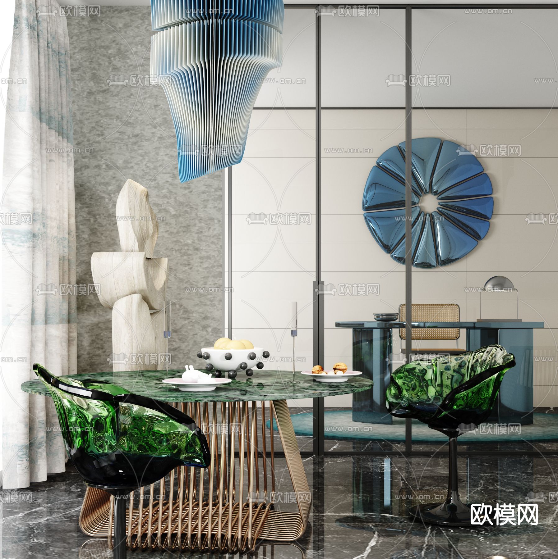 郑中设计 后现代餐厅3d模型下载