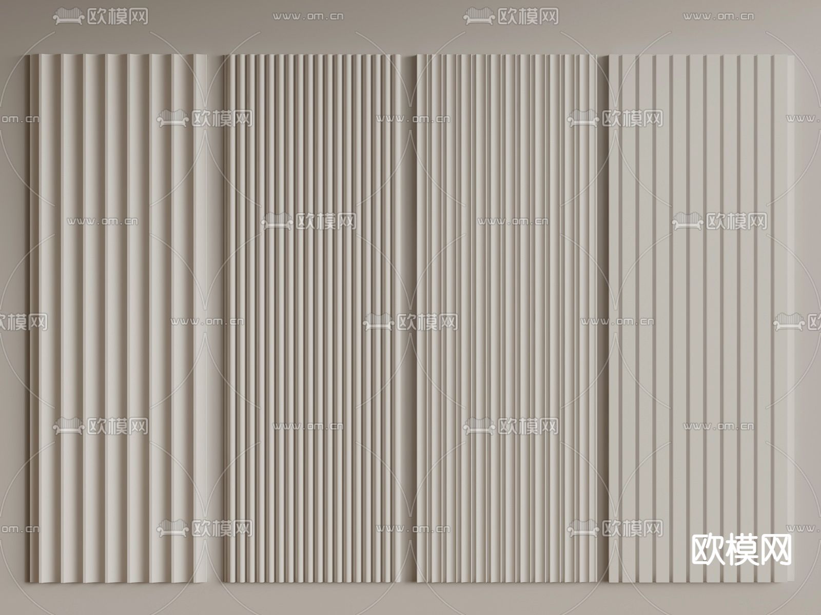 护墙板 格栅板 长城板 波浪板3d模型下载