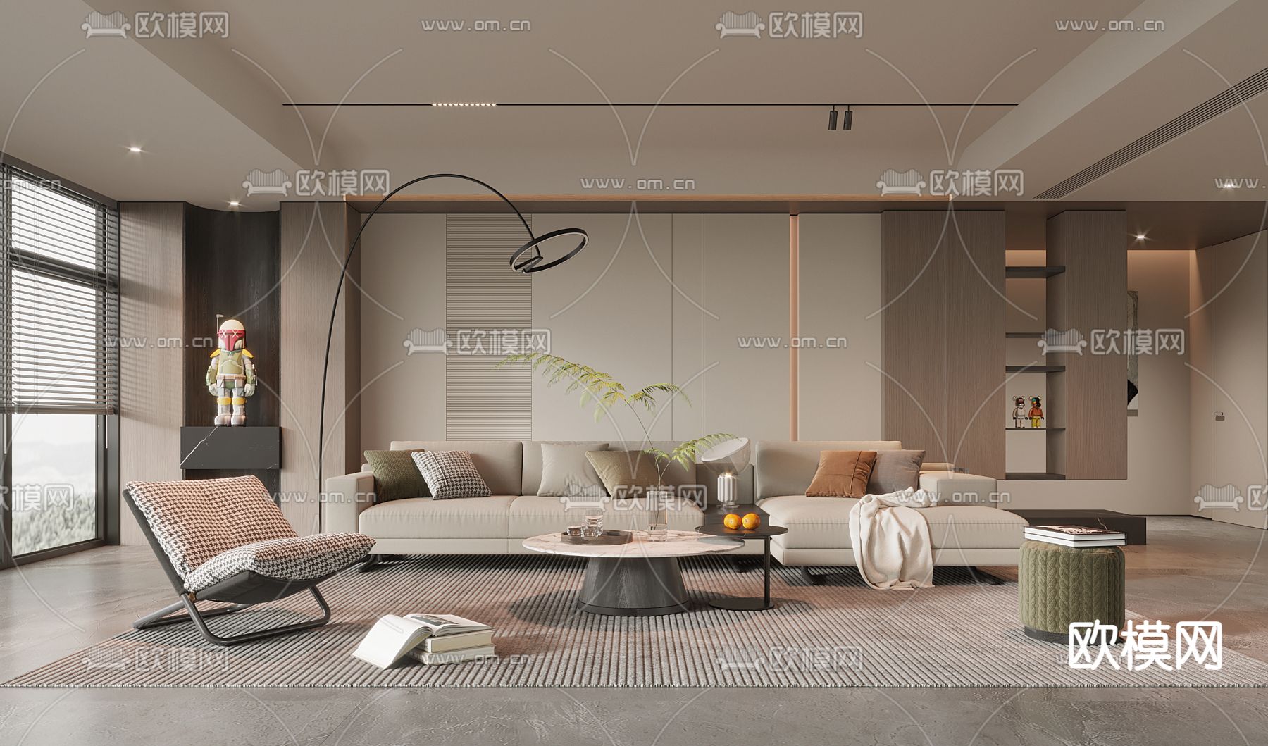 现代客厅3d模型下载
