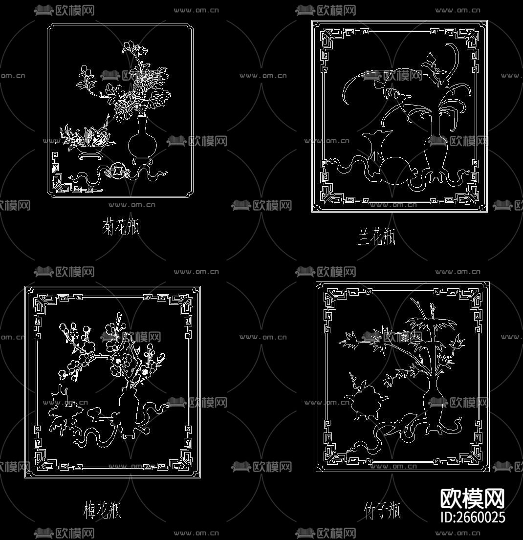 中式精雕雕花板CAD图库下载（渲染图4）