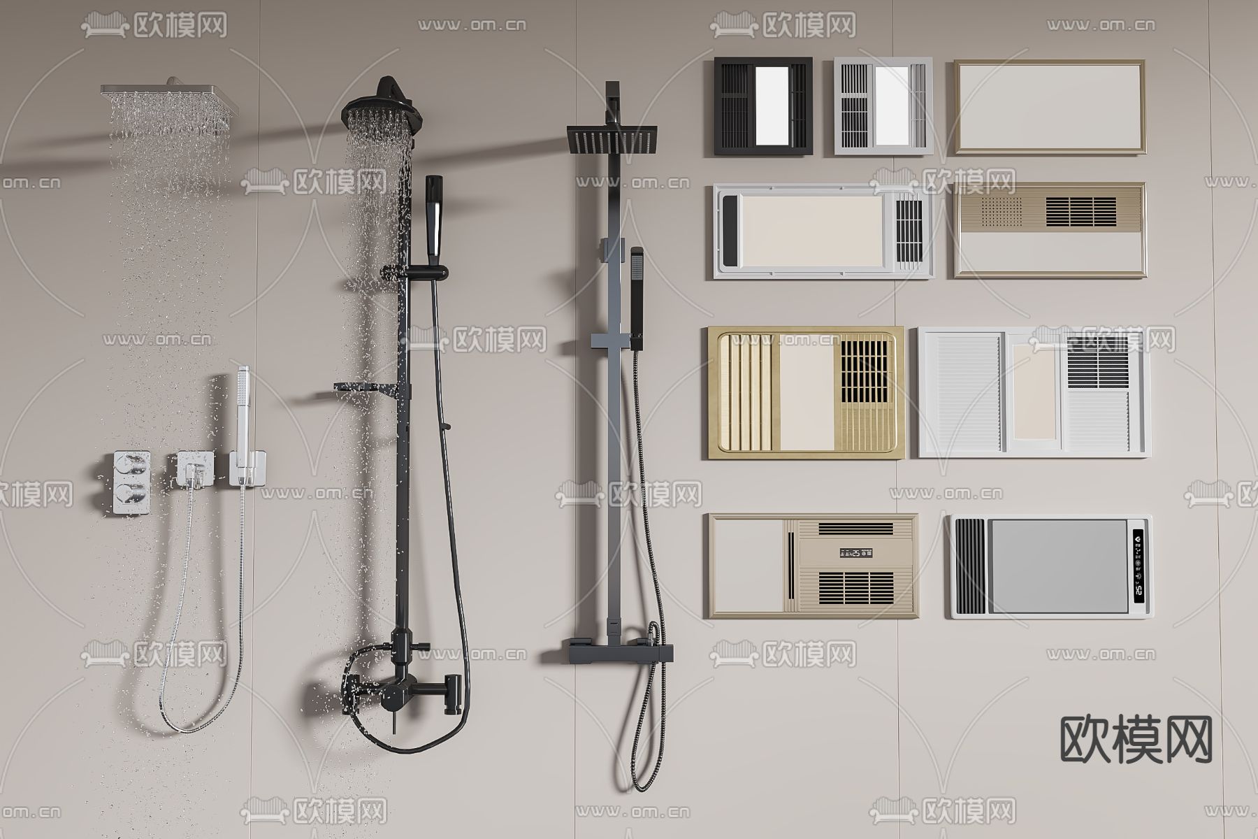 花洒 浴霸 暖风机3d模型下载