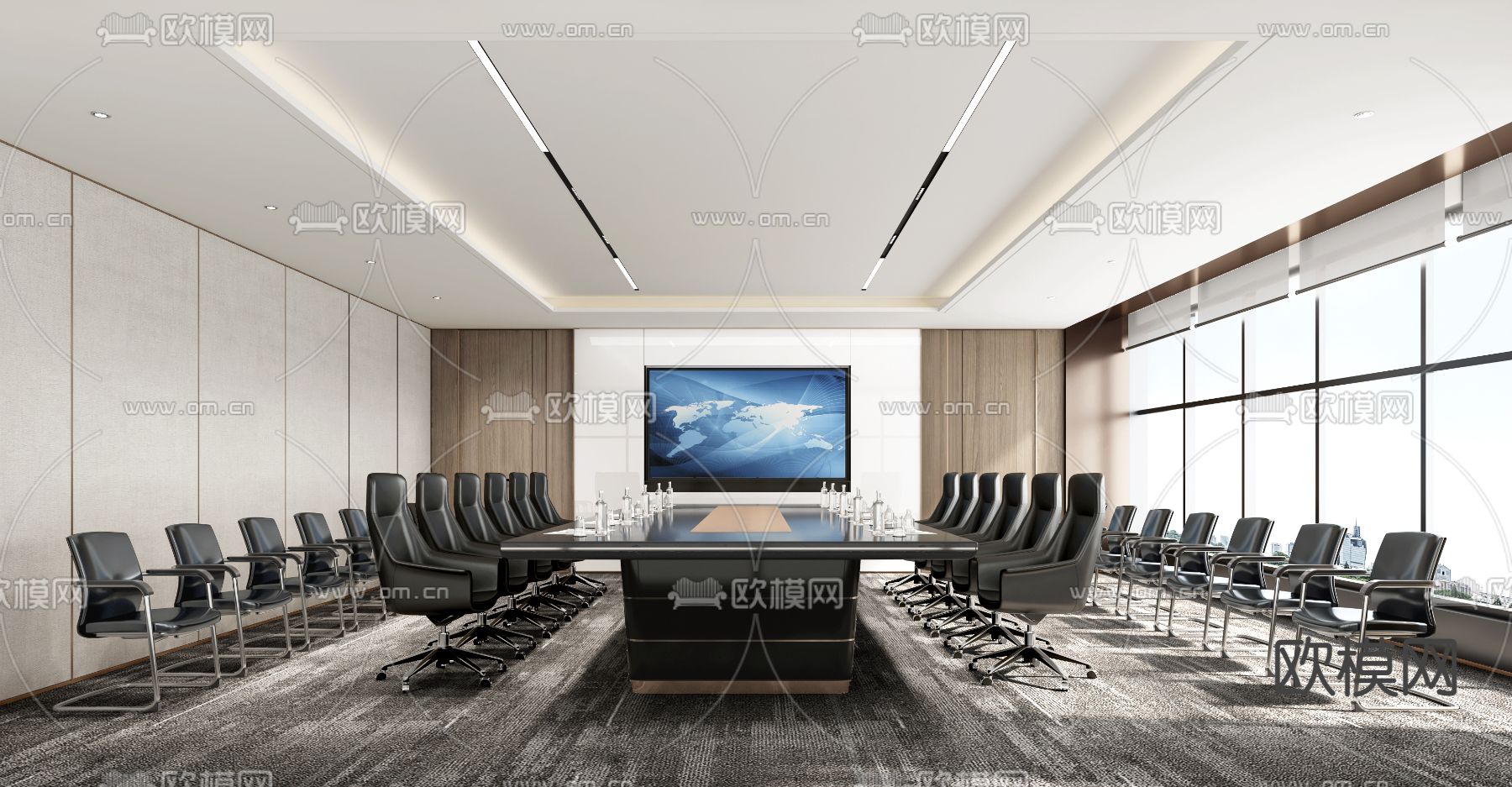 现代会议室 会议厅3d模型下载