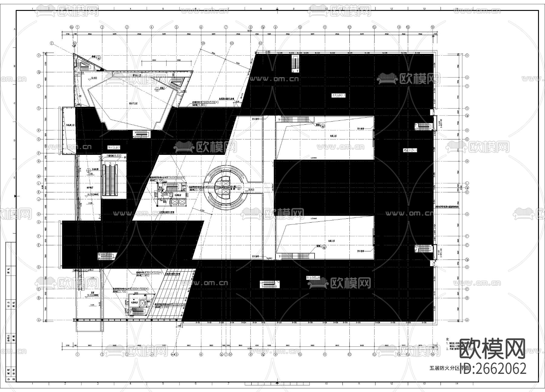 建筑防火分区图cad施工图下载（渲染图6）