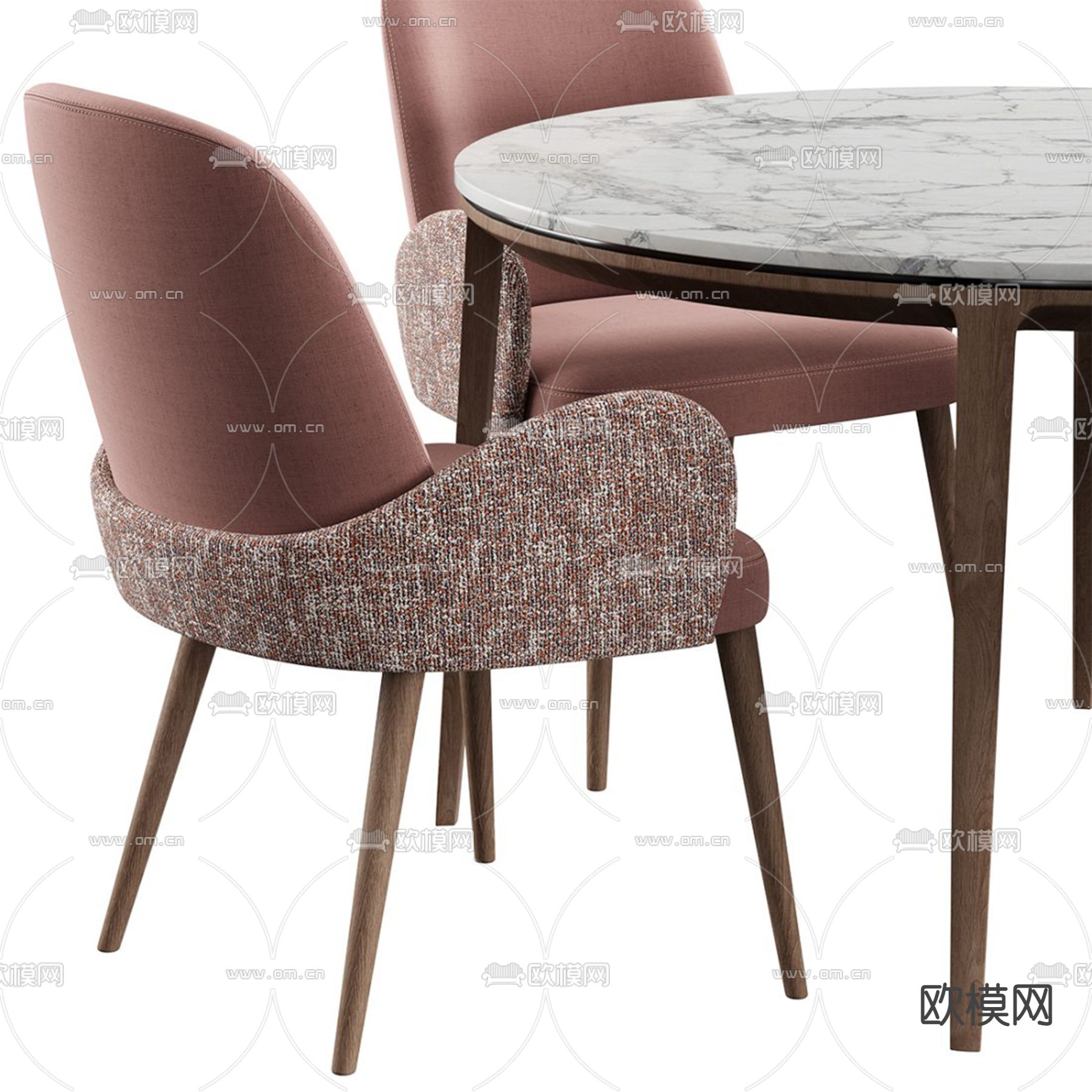 圆餐桌椅3d模型下载（渲染图3）
