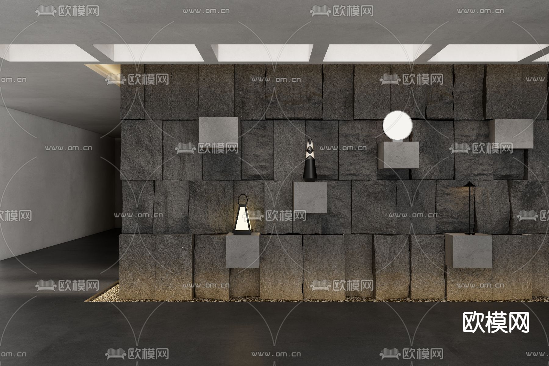 岩石背景墙 毛石砖3d模型