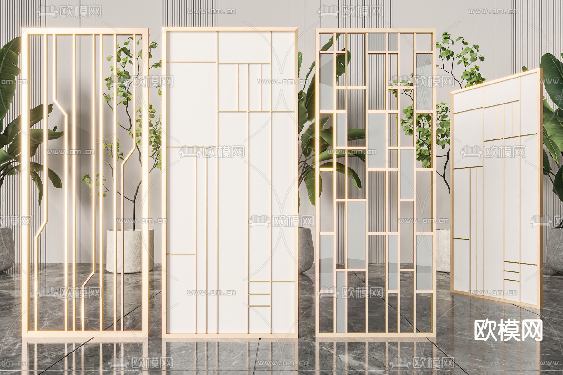 金属隔断 屏风3d模型下载