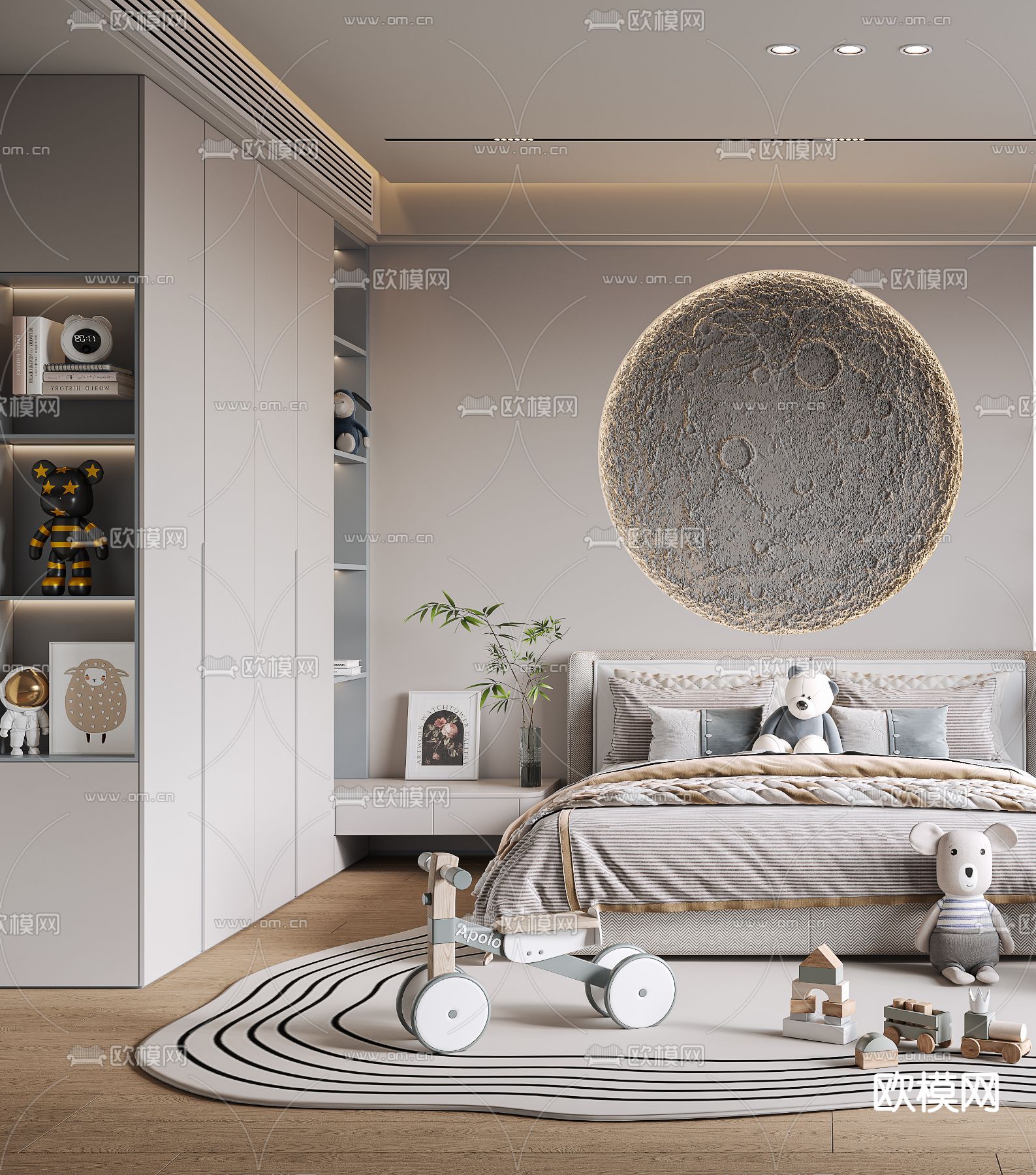 儿童房 男孩房 小孩房3d模型下载（渲染图3）