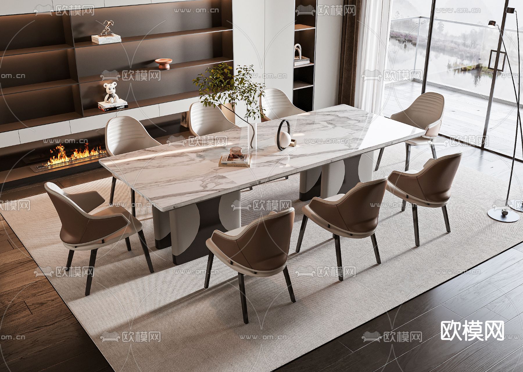 轻奢餐桌椅3d模型下载