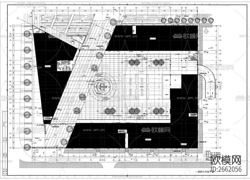 建筑防火分区cad施工图下载(渲染图4)