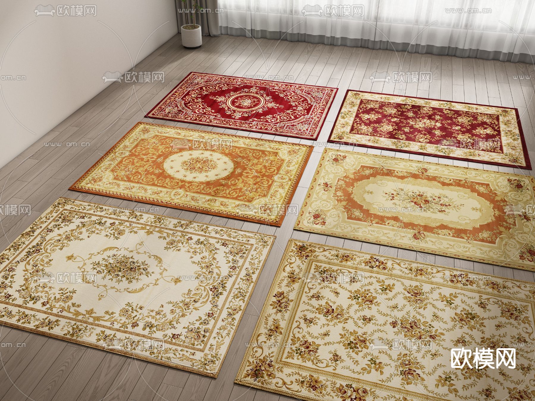 中式地毯 方形地毯3d模型下载