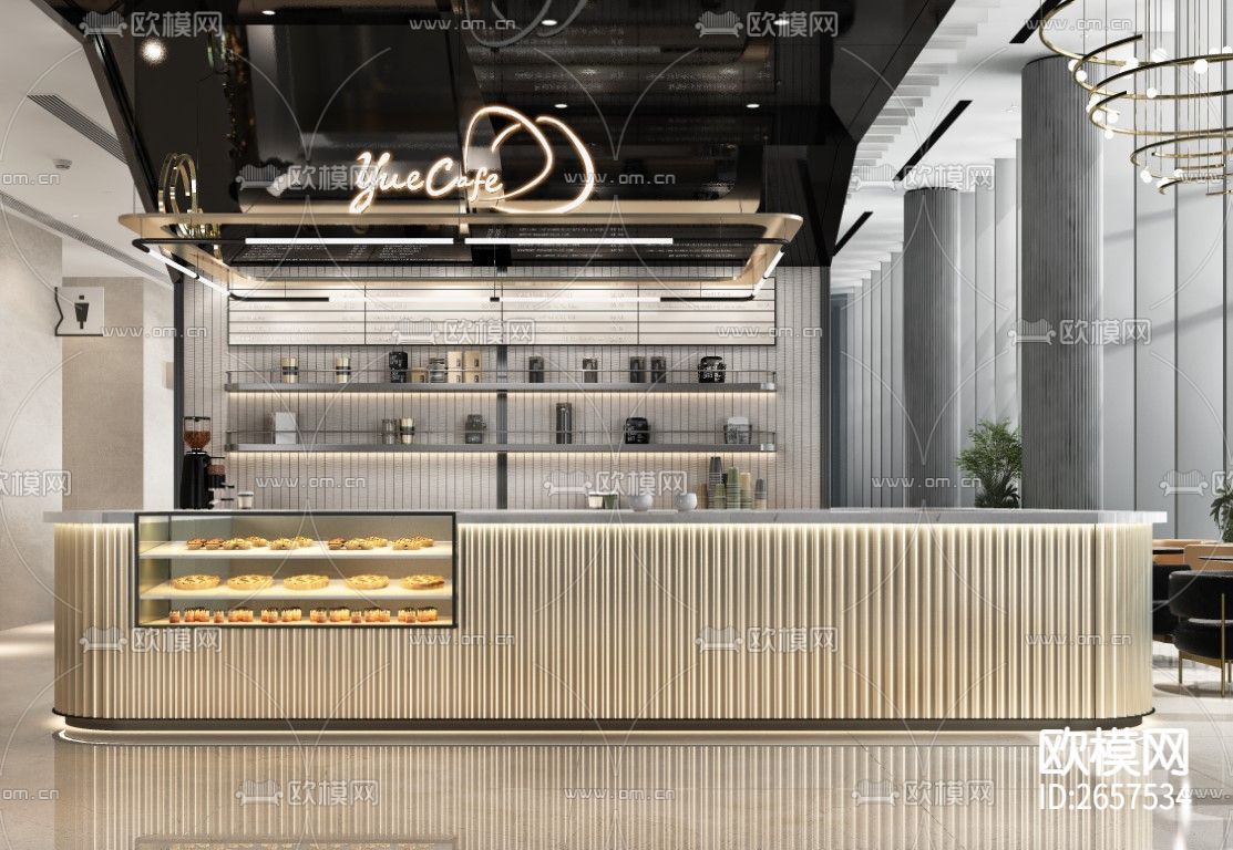 咖啡店CAD施工图下载（渲染图1）