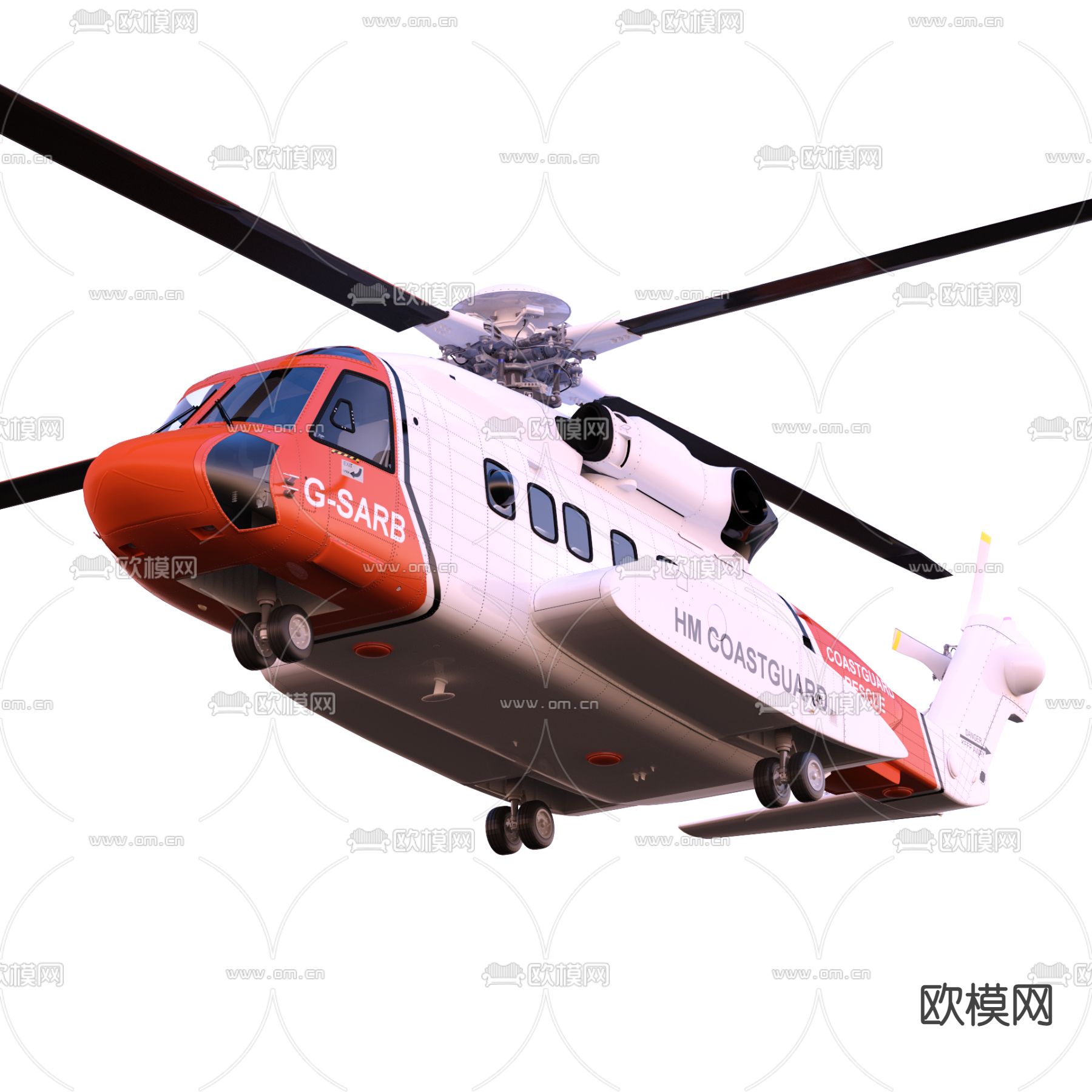 救援直升机 飞机3d模型下载（渲染图6）