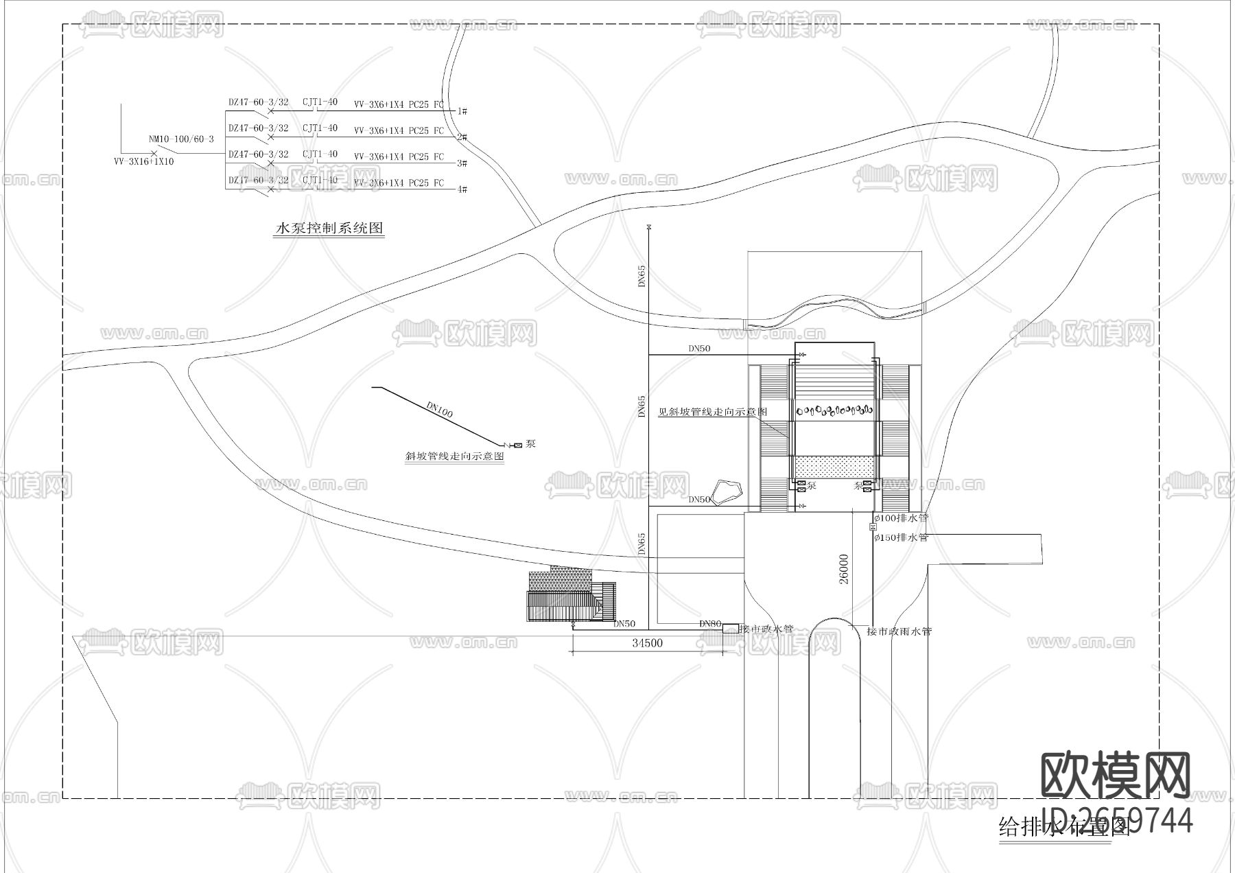 公园入口区CAD施工图下载（渲染图3）