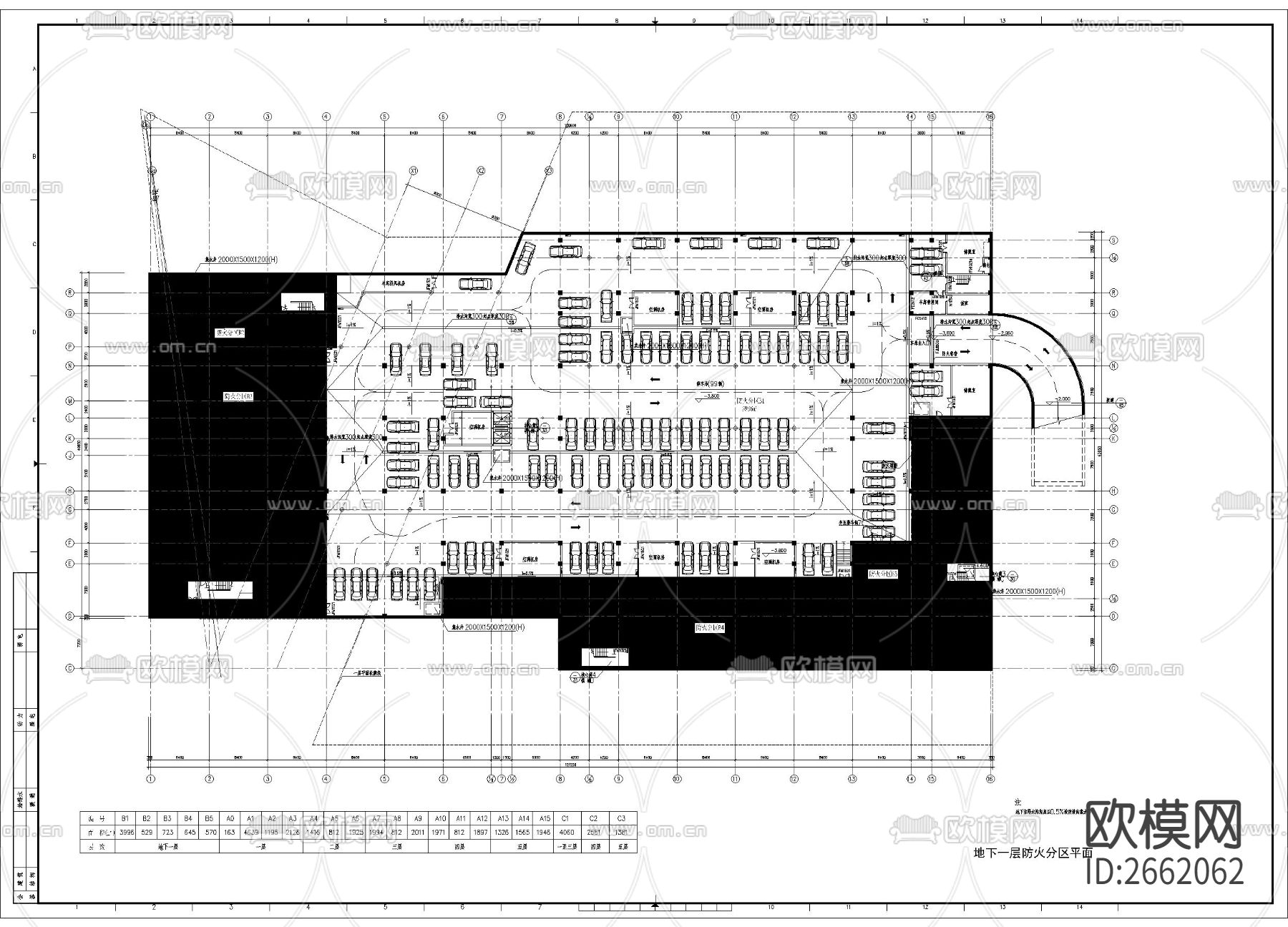 建筑防火分区图cad施工图下载（渲染图1）