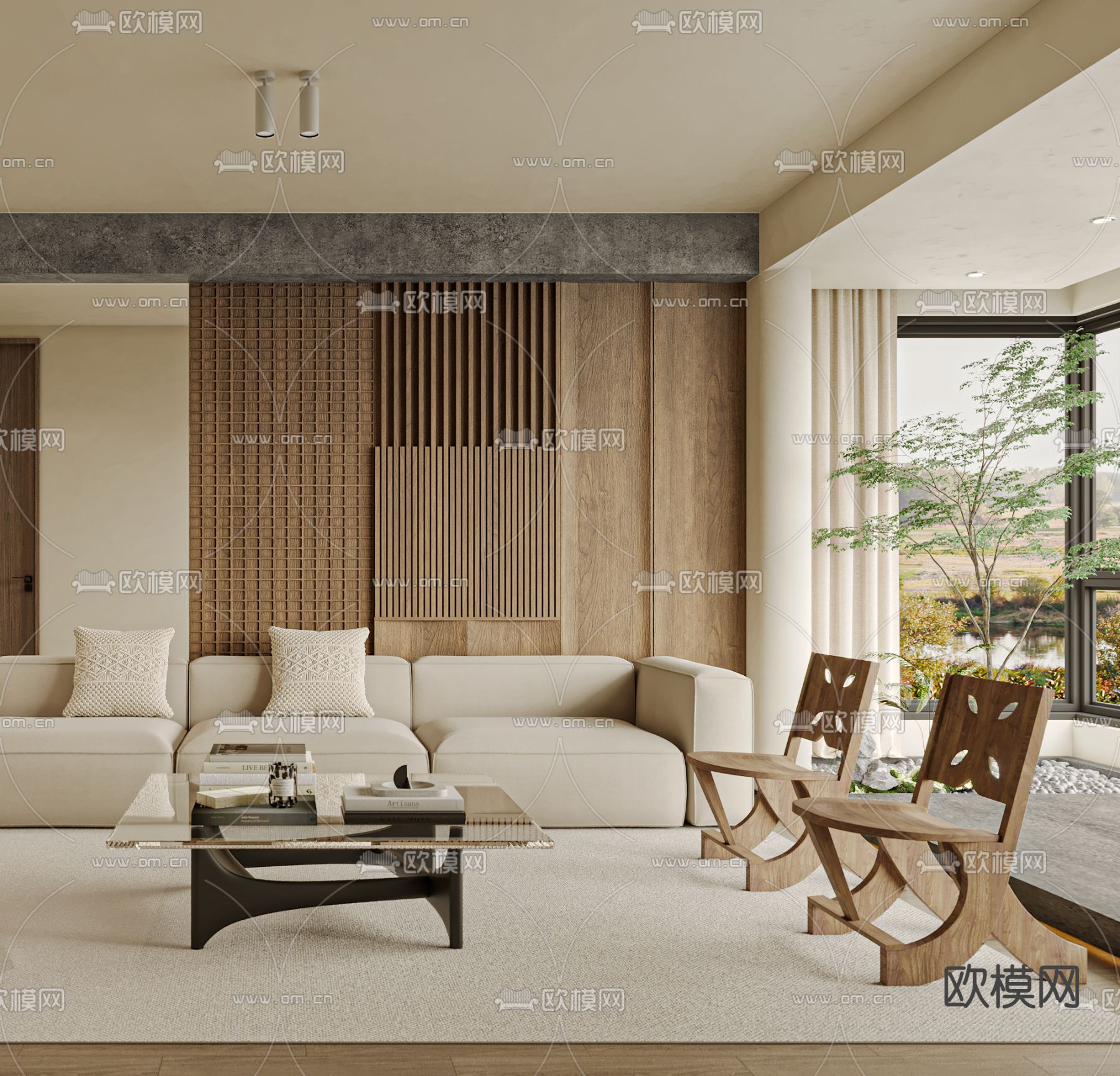 侘寂客厅3d模型下载（渲染图4）