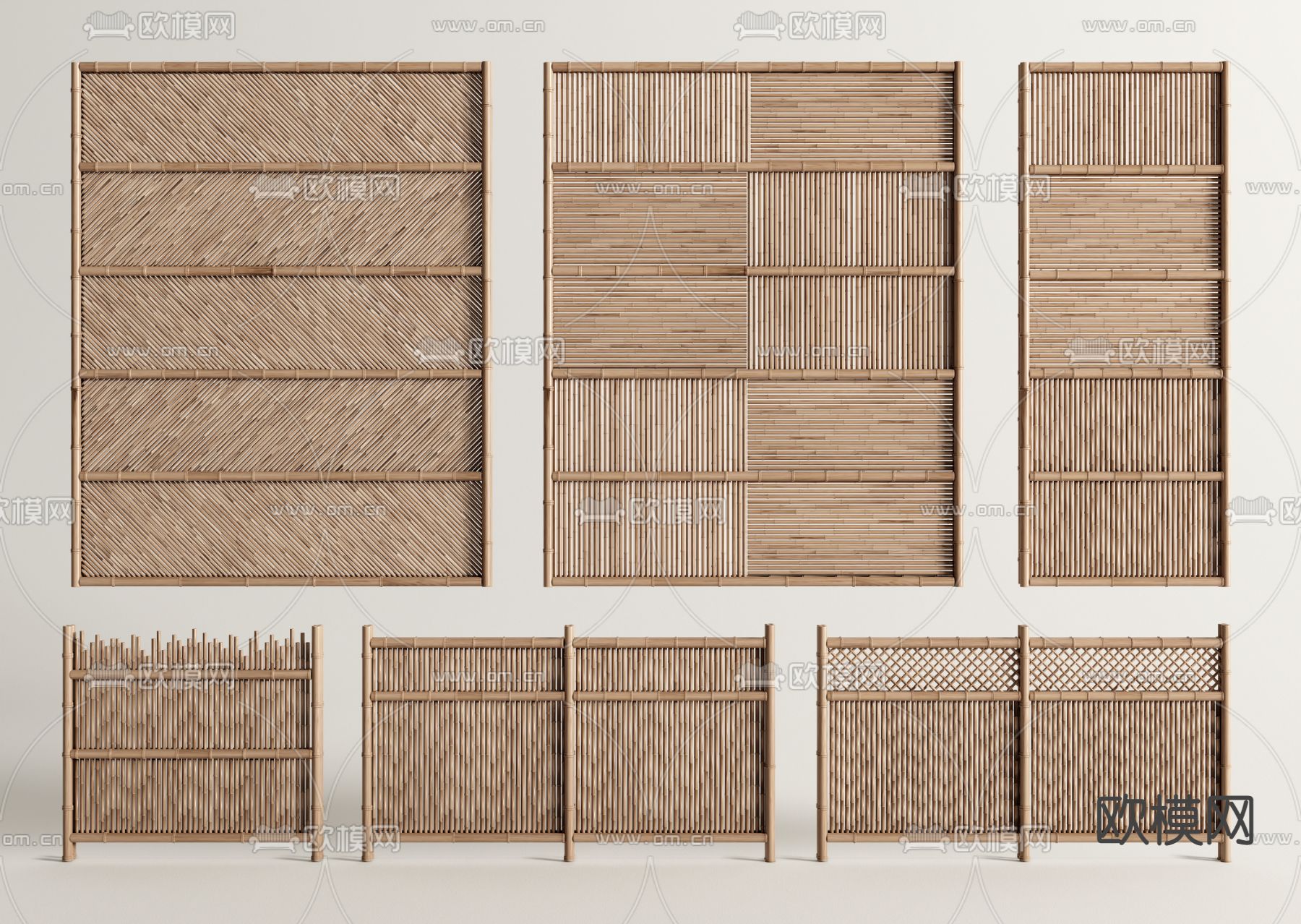 竹篱笆 竹子隔断 围栏3d模型下载
