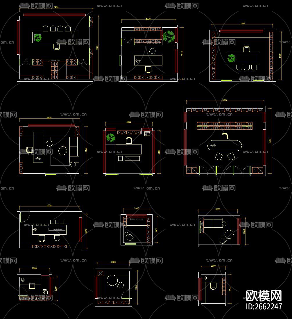 100个书房cad图库下载（渲染图7）
