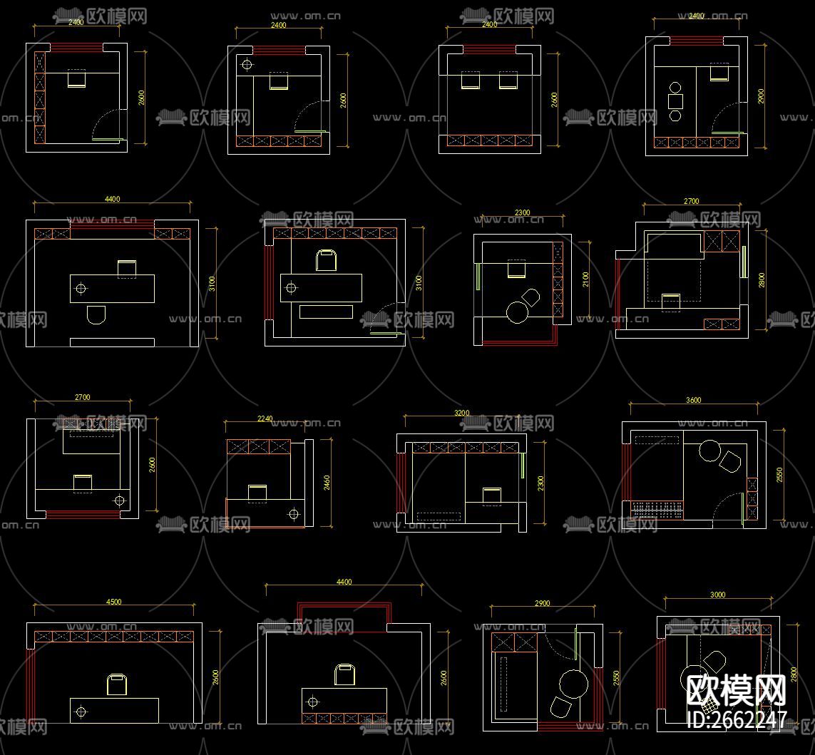 100个书房cad图库下载（渲染图4）