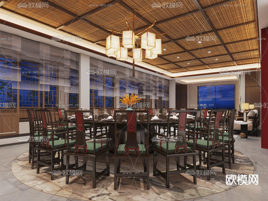 中餐厅包房 包厢 包间3d模型下载_ID14105882_3dmax免费模型-欧模网