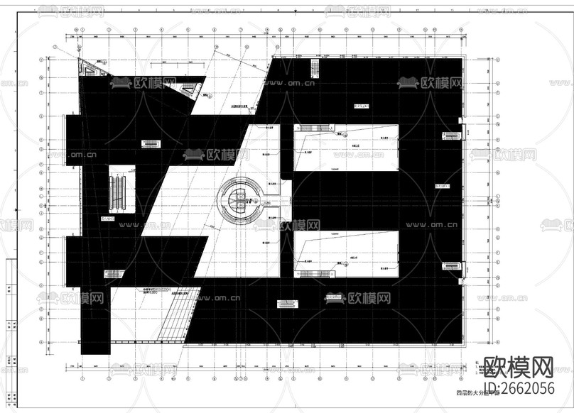 建筑防火分区cad施工图下载(渲染图3)