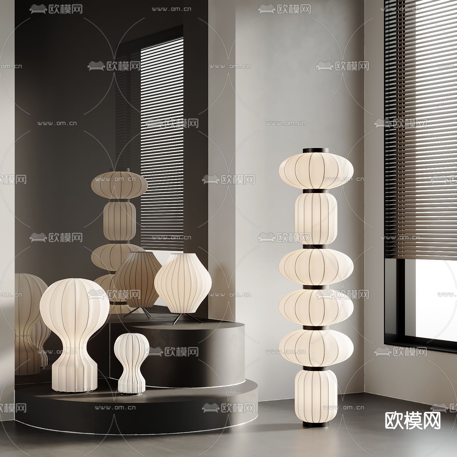 台灯 落地灯 纸扎灯笼3d模型下载