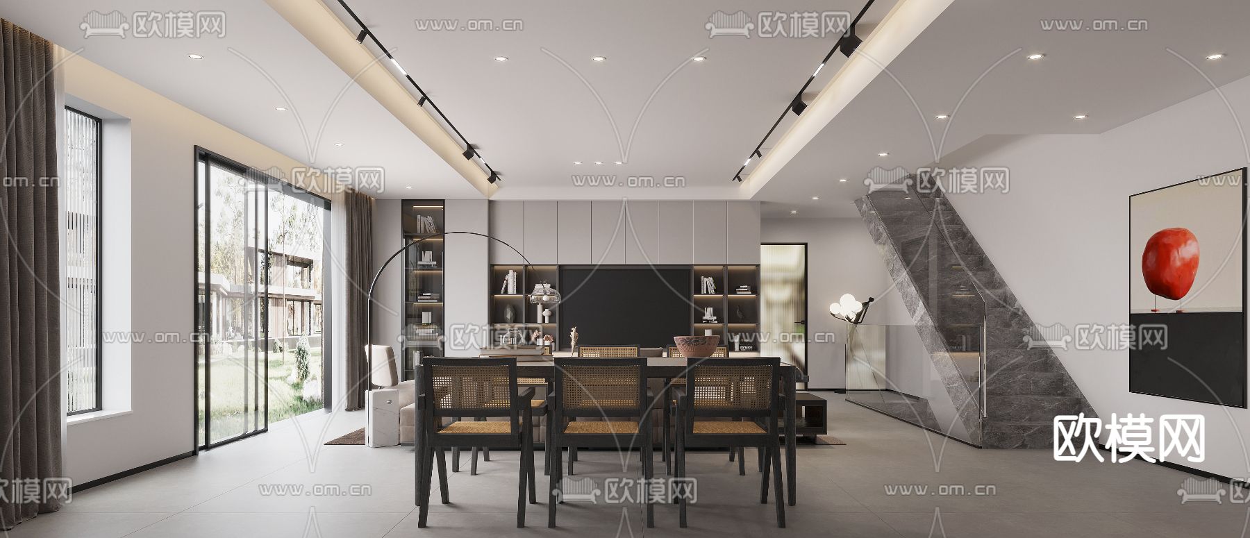 侘寂客餐厅3d模型下载（渲染图2）