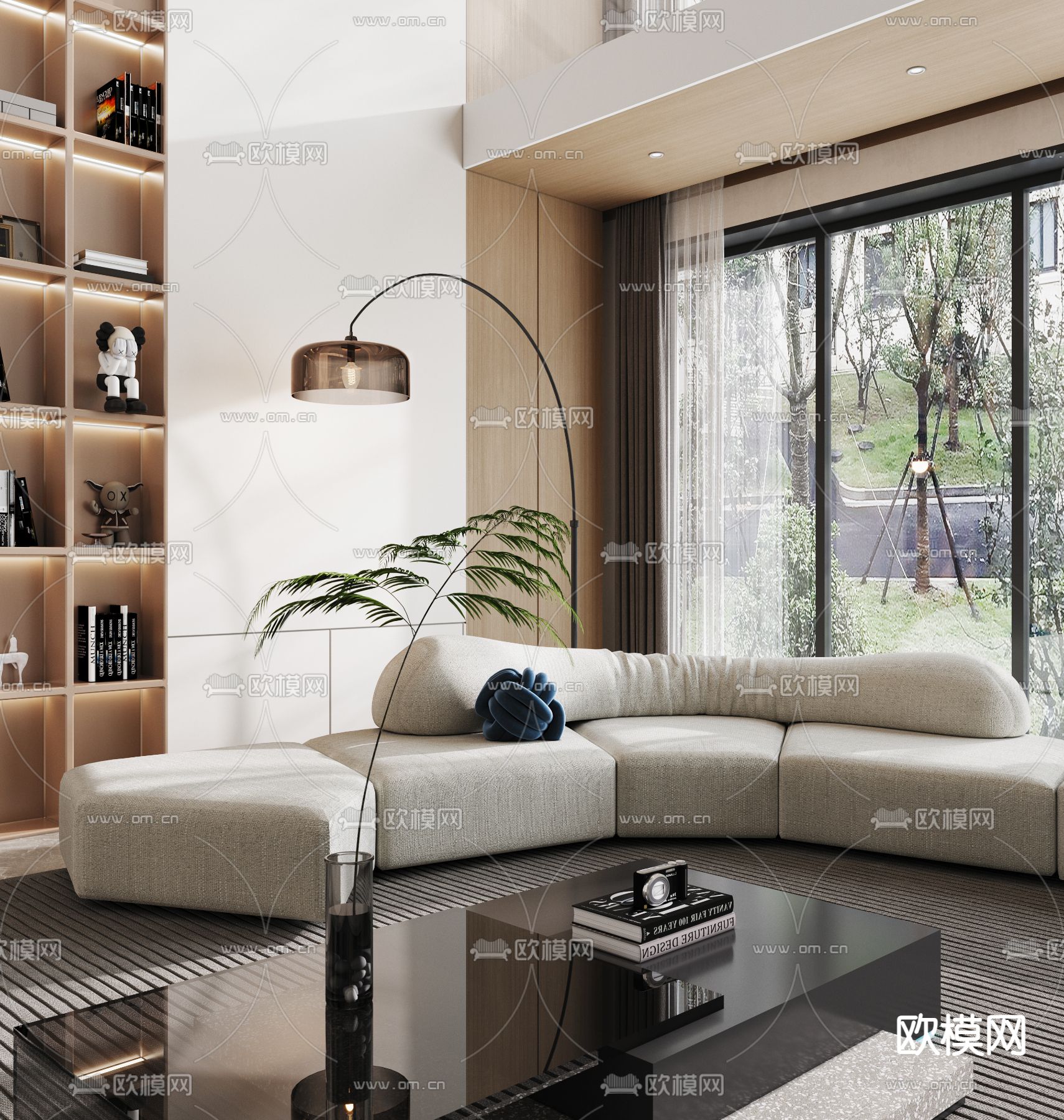 挑空客厅 别墅大堂3d模型下载（渲染图3）