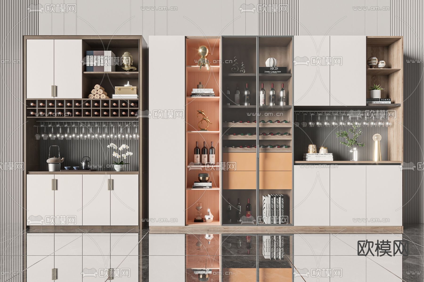 现代酒柜3d模型下载