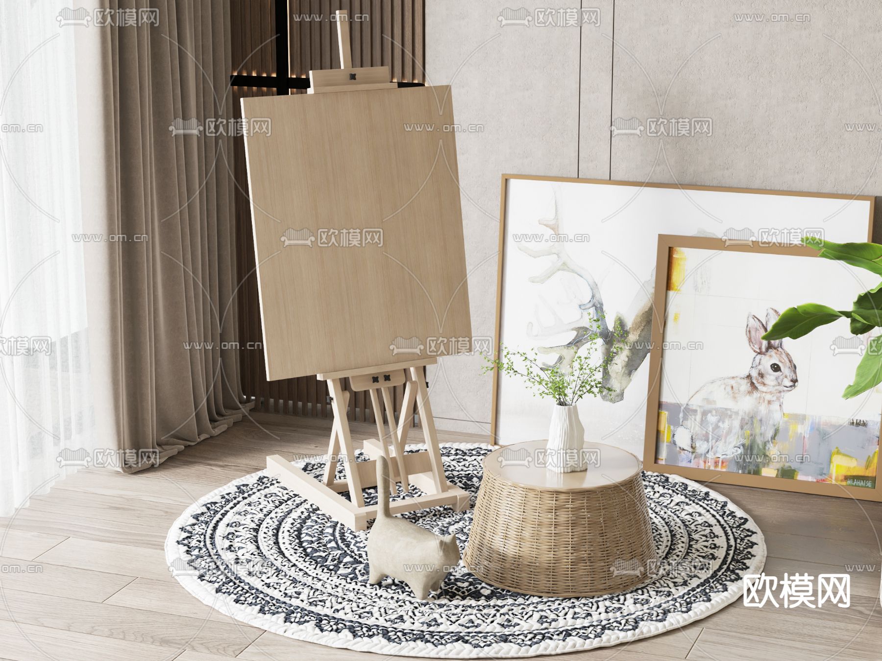 现代画板 画架3d模型下载