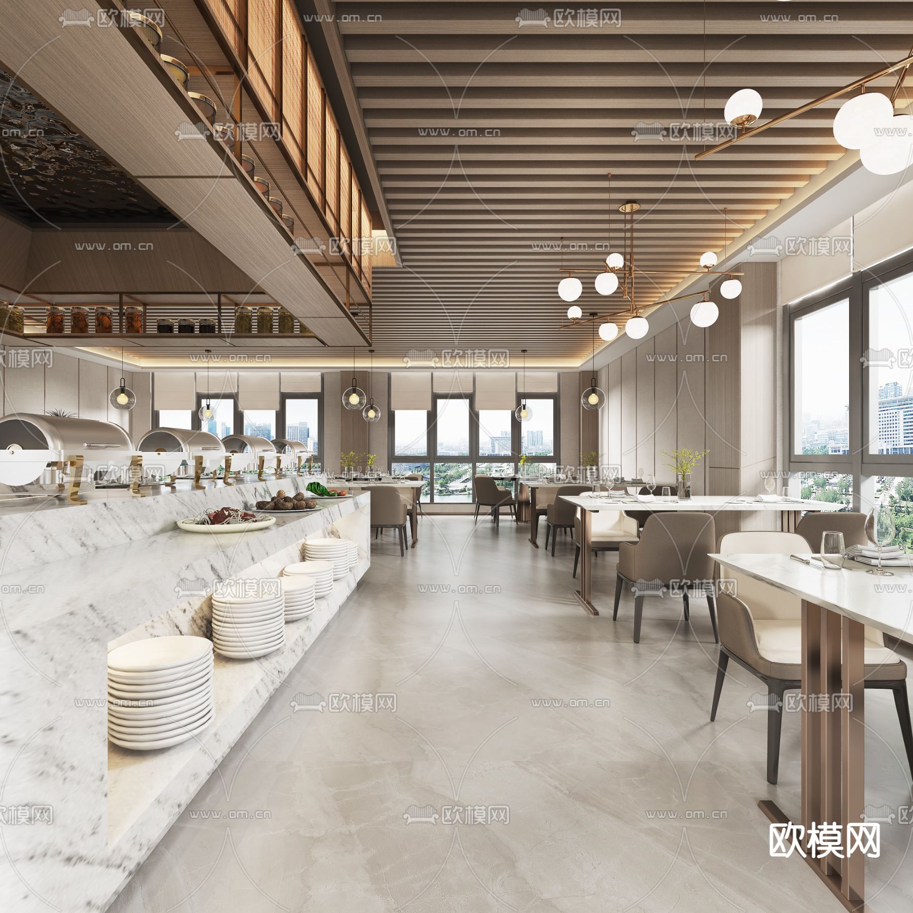 自助餐厅 全日制餐厅3d模型下载（渲染图3）