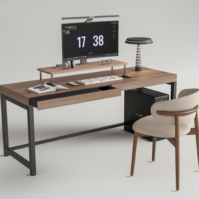 现代实木书桌椅su模型