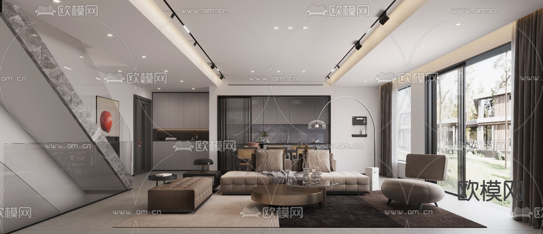 侘寂客餐厅3d模型下载（渲染图1）