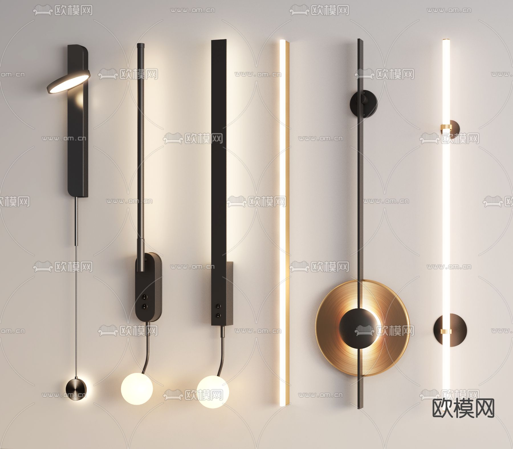 条形壁灯 线性壁灯3d模型下载