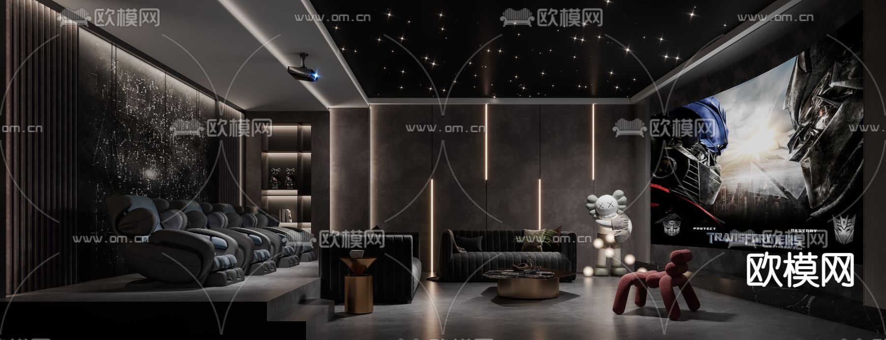 家庭影院 影音室 视听室3d模型下载