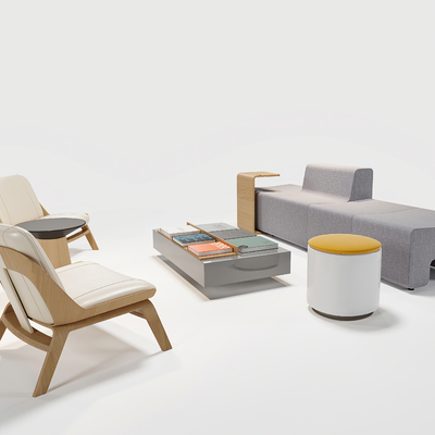  现代办公沙发组合su模型 