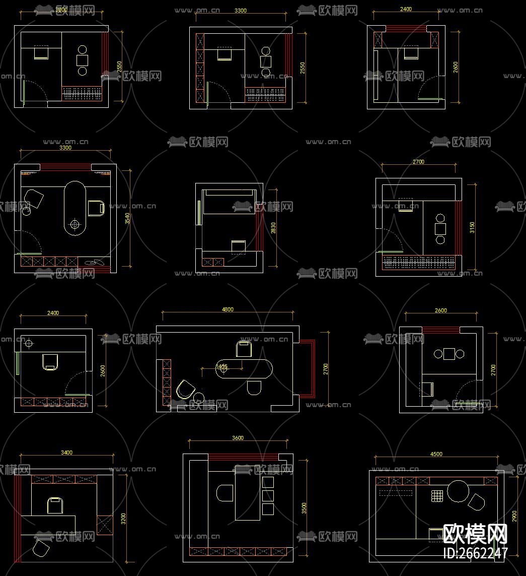 100个书房cad图库下载（渲染图1）